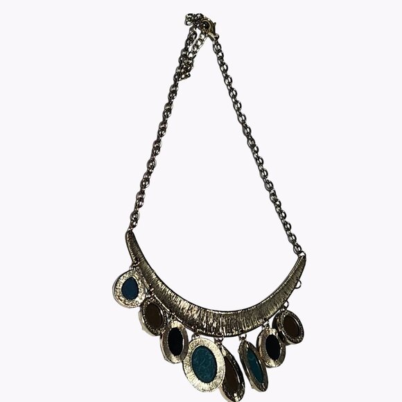 African Inspired Gold Tone Chunky Stone Dangle Bib Statement Necklace Jewelry - Picture 2 of 6